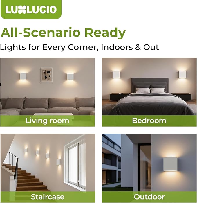 Indoor Outdoor Up and Down Wall Sconce, 5%-100% Dimmable 18W, 5 Color Temperature Selectable (2700K-5000K), Modern Lighting for Living Room/Porch, CRI90+, 120V, ETL FCC Certified - Aura Lighting
