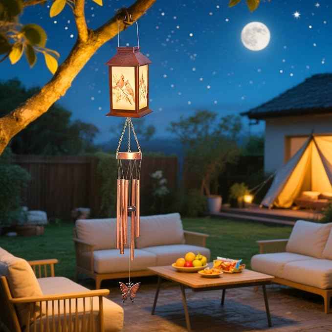 Cardinals Decorative Mobiles Gifts, Solar Cardinals Wind Chimes, Gifts for Mom, Women, Grandma, Garden Courtyard Lawn Decoration, Thanksgiving Gift, Decor Gift for Christmas and New Year