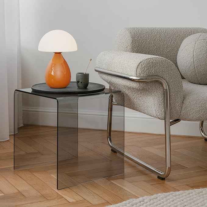 Mushroom Lamp, Vintage Small Table Lamp for Bedroom, Ice Crack Ceramic LED Night Light for Kids, Mid Century Modern Bedside Lamp for Nightstand, Living Room, Home Decor Gift Ideas for Women, Orange