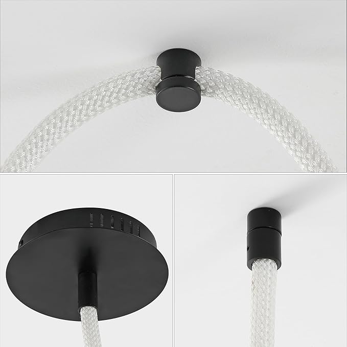 JONATHAN Y 55" Black Modern Minimalist Linear LED Flush Mount Light, 360° Adjustable Silicone Neon Rope, Dimmable Lamp for Bedroom, Living Room, Home Office (JYL7141B)