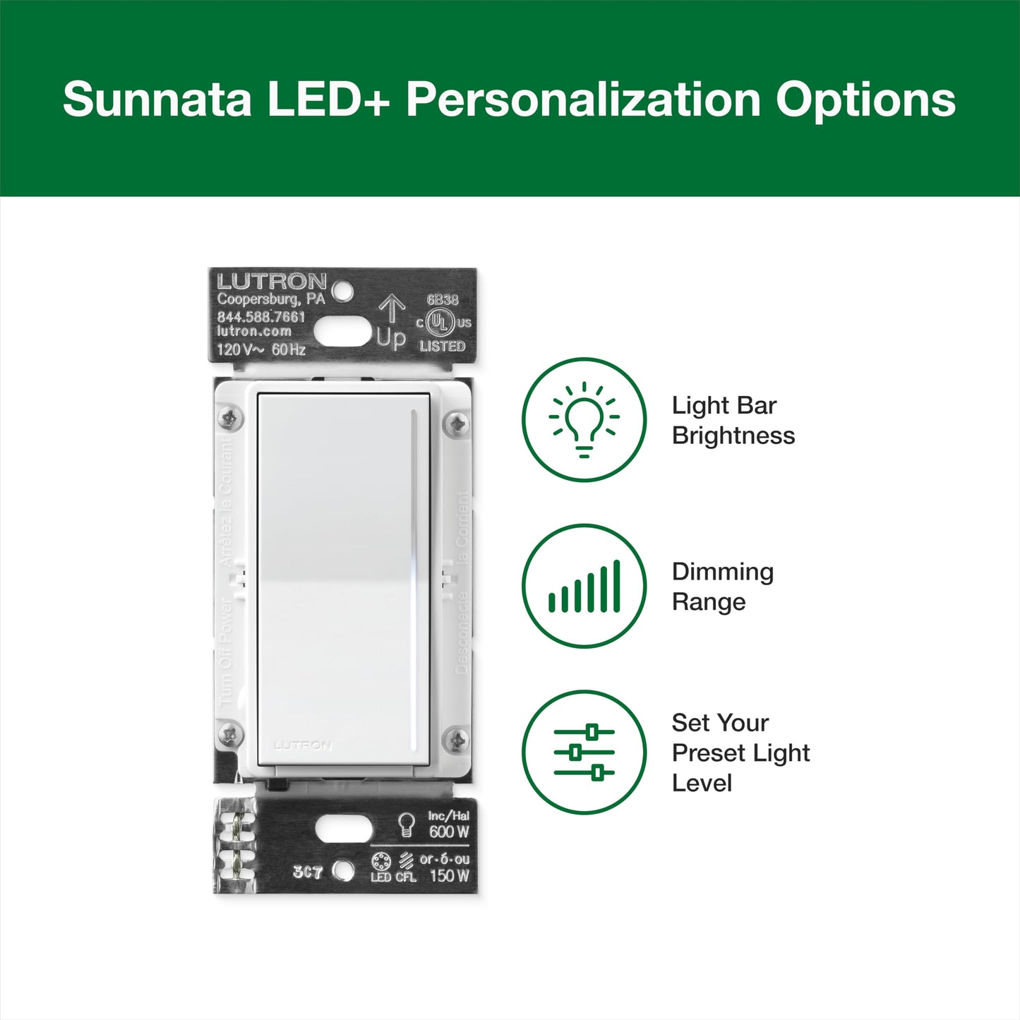 Sunnata LED+ Dimmer & Wallplate