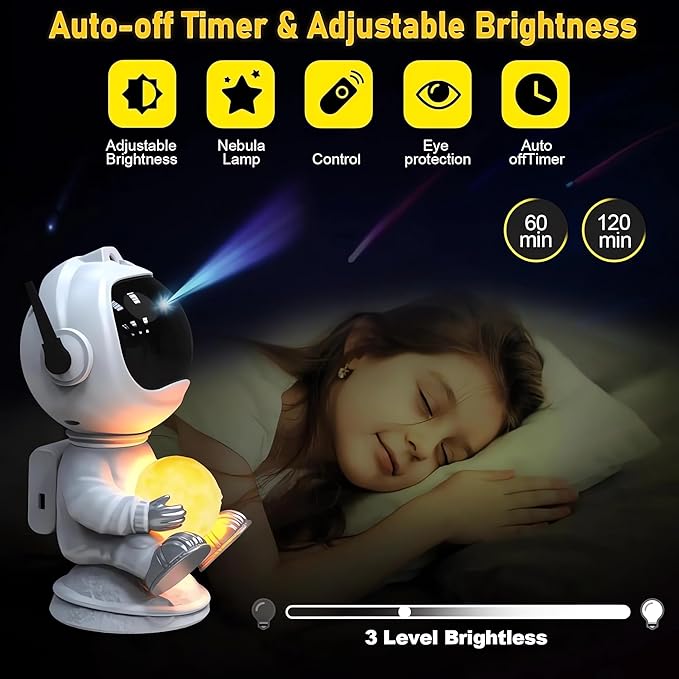 Spaceman Galaxy Star Projector Night Light - Funny Starlight Astronaut Space Projection Light, Starry Nebula Ceiling Skylight LED Lamp with Timer for Children, Men, Girls, Adults, Kids Bedroom