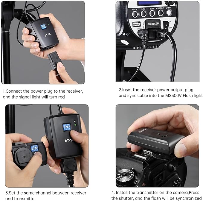 Godox 2pcs MS300V 600W Studio Strobe Flash Light Kit,2.4G Bowens Mount Lighting Flash GN58 5800K with AT-16 Trigger,Light Stands,Softboxes,Umbrella,Reflector,Carry Bag for Portrait Product Photography