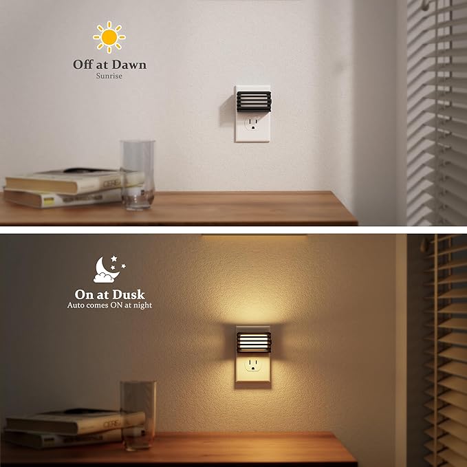 JandCase LED Night Light, [2 Pack] Night Lights Plug into Wall with Dusk to Dawn Sensor, 3 Colors 3000K/5000K/Amber, Plug in Nightlight for Bathroom Bedroom Hallway Stair