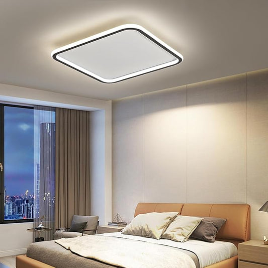 Modern Ceiling Lights，19.6 Inch Flush Mount CeilingLight, Square LED Ceiling Light Fixtures, Thin Modern CeilingLamp, Close to Ceiling Lights for Bedroom, Living Room, 3 Color Temperature Selectable