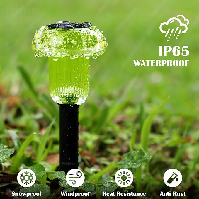 St Patricks Day Solar Lights Outdoor 8 Pack Green LED Waterproof Mushroom Outside Lights for Yard Garden Patio Pathway Walkway Landscape Saint Patricks Day Decorations