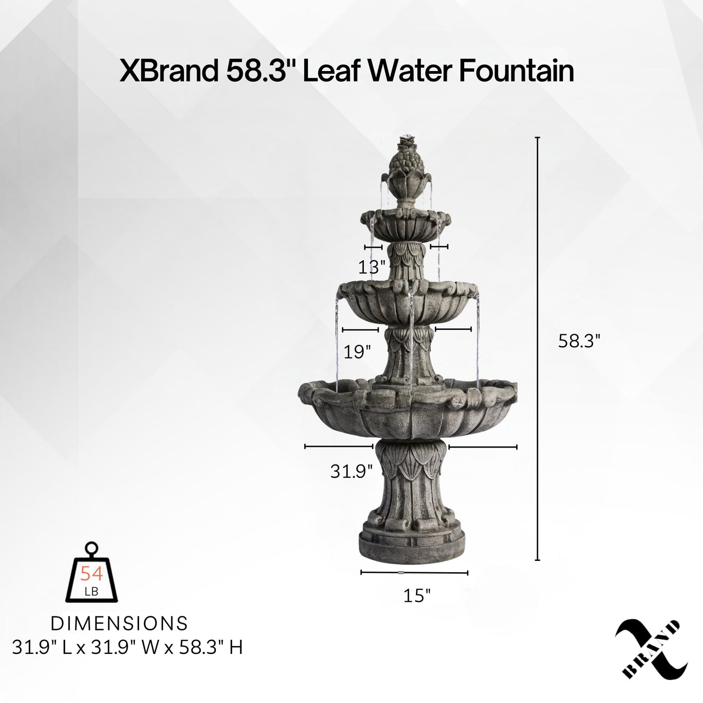 Large Outdoor Electric Bird Bath Fountain 58.3"