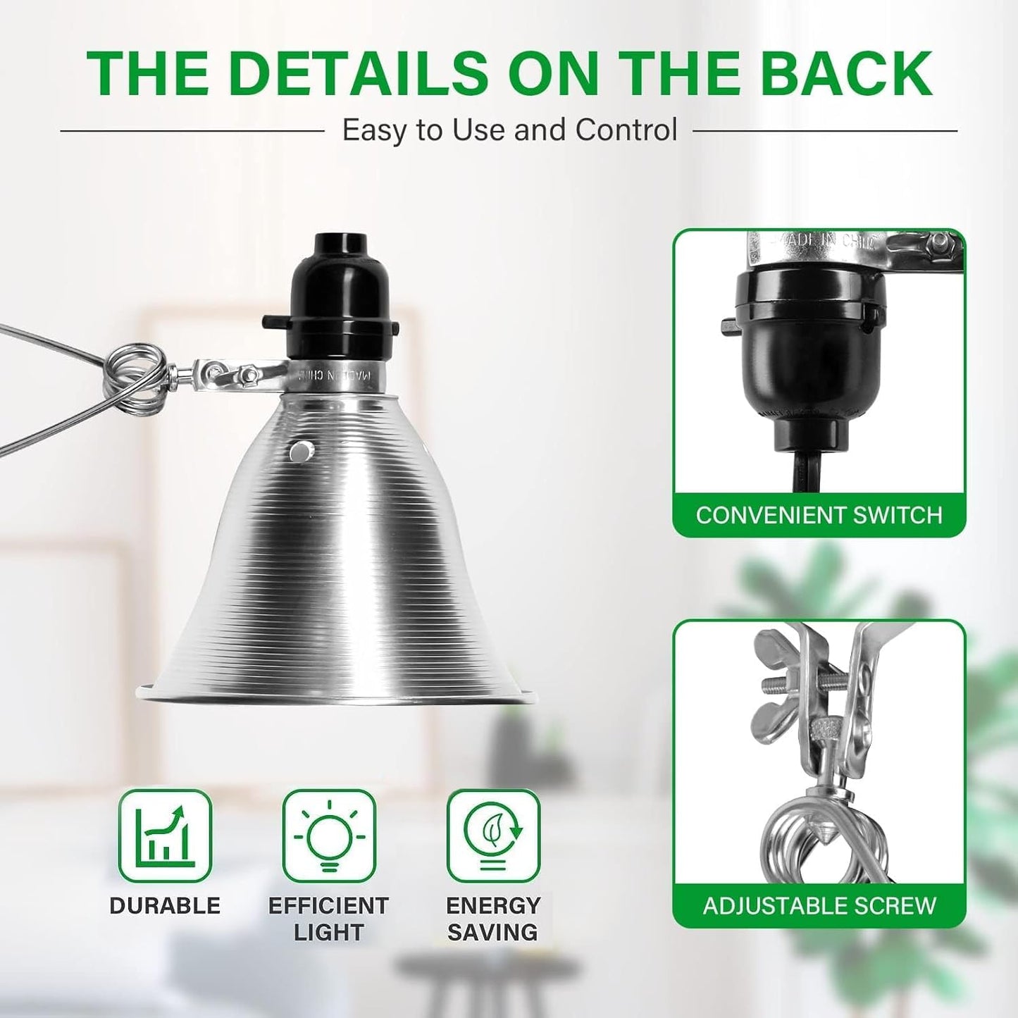 Clamp Light with 5.5 Inch Adjustable Aluminum Reflector