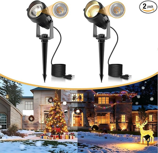 L LOHAS LED 5W Dusk to Dawn Outdoor Lighting, Auto On/Off 3000K Landscape Outdoor Spotlight, IP66 Waterproof Plug in Spot Lights for Yard, Garden, House, Pathway, Plant, UL Listed (2 Pack) - Aura Lighting