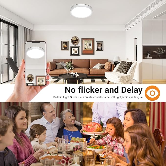 slochi 8Pack LED Flush Mount Ceiling Light Fixture, 9 Inch 18W, 2200LM, Super Slim 0.7 Inch, 3000K-6500K Adjustable Low Profile LED Ceiling Lights for Bathroom, Closet, Hallway(White)