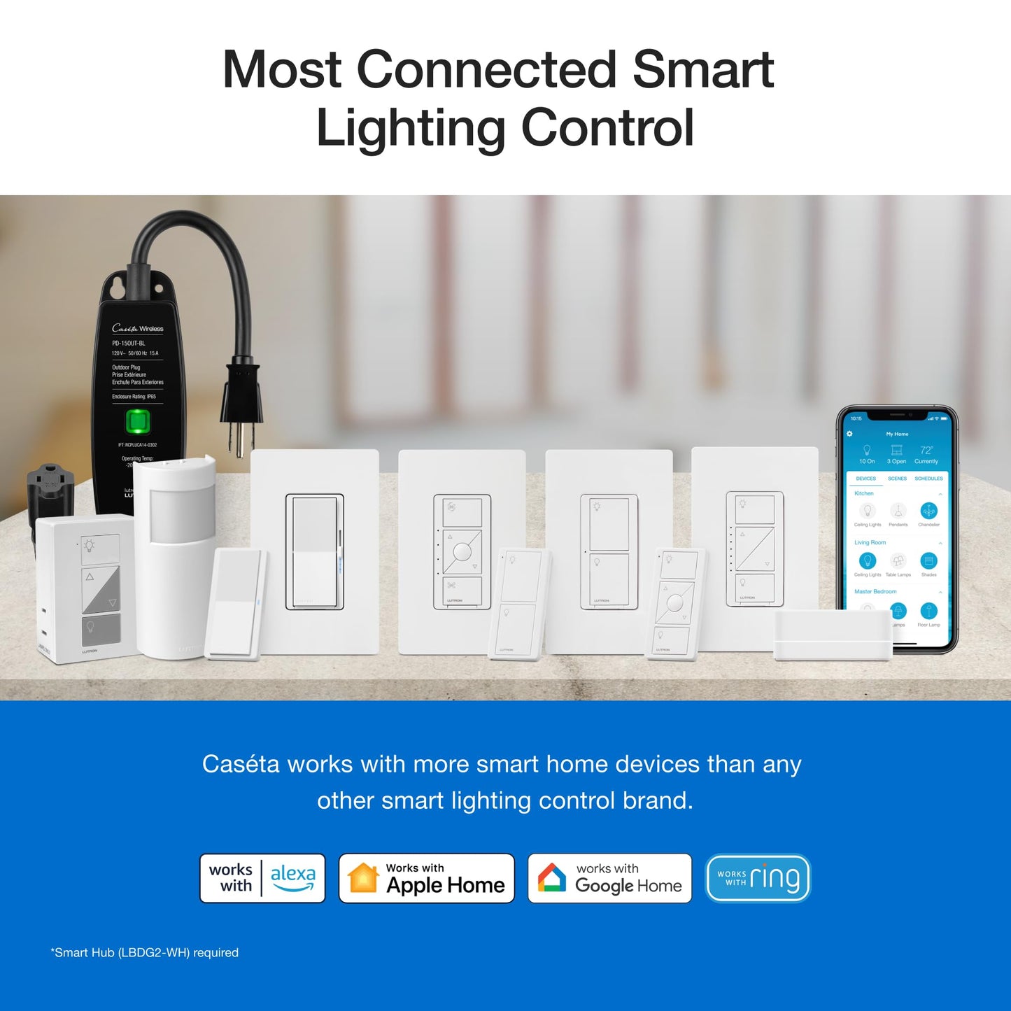 Caseta 3 Way Smart Dimmer Kit; Diva Dimmer & Paddle Wireless Remote