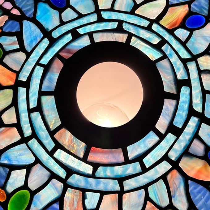 Capulina Tiffany Lamp Shade 12 Inches Wide Accessories Replacement Blue Dragonfly Style Stained Glass Lampshade for Torchiere Floor Lamp and Pendant Light