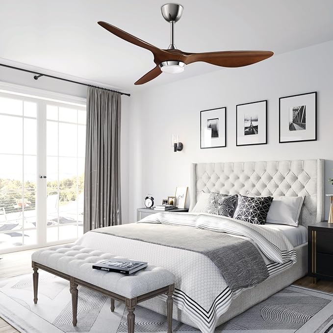 reiga 52 Inch ETL Listed High CFM Quiet DC Motor Smart Ceiling Fans with Lights Remote Control, Indoor 3 Blade Modern Ceiling Fan for Living Room Bedroom Farmhouse - Aura Lighting
