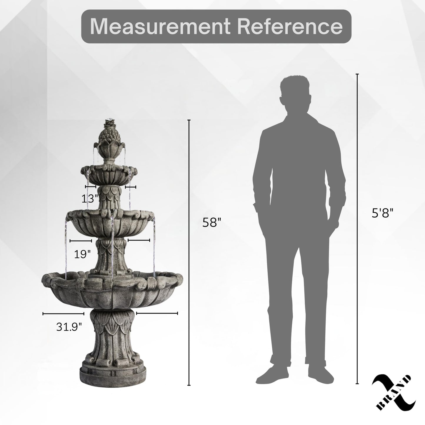 Large Outdoor Electric Bird Bath Fountain 58.3"