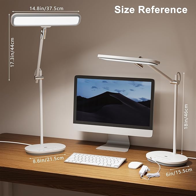 LED Desk Lamp with CRI 98, Advanced Eye-Caring Bright Desk Light for Crafting, Home Office & Kids Studying, Multi-Angle Adjustable, Dimmable Full Spectrum with Touch & Gesture Control - Aura Lighting