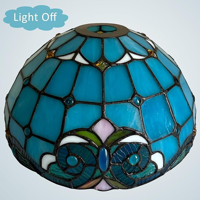 Tiffany Lamp Shade, 12 inch Medium Stained Glass Lampshade replacement for Torchiere Floor Lamp and Pendant Light Fixtures