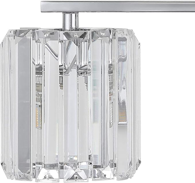 JONATHAN Y 4.75" Chrome Vintage Glam LED Vanity Light Wall Sconce Fixture with Clear Crystal Prism Shade, Hardwired Wall Lamp for Bathroom Mirror Hallway, LED Bulb Included (JYL3555A)