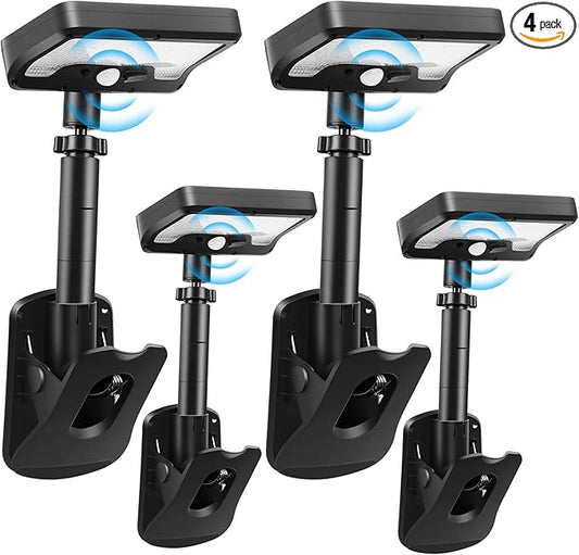 Clip On Solar Lights Outdoor, Motion Sensor Outdoor Lights, 92 LEDs 600LM Solar Fence Lights Outdoor Waterproof LED,Solar Lights for Fence, Deck, Gutter,Camping (4, Black-6000K)