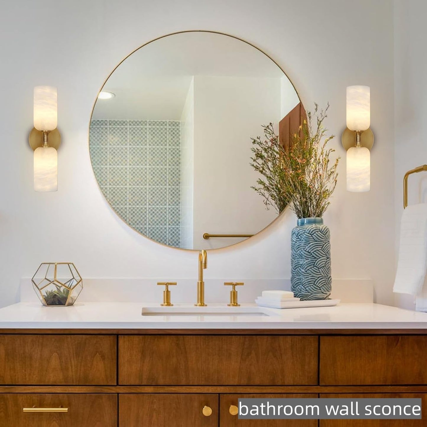 Gold Alabaster Wall Sconces Set of 2 (2 Count)