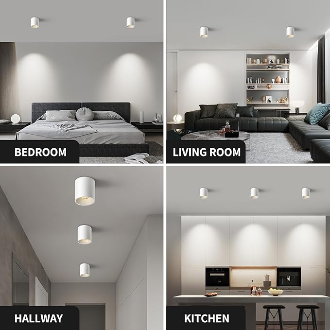 OKELI Modern LED Cylinder Ceiling Lights, White Dimmable Hallway Living Room Kitchen Flush Mount Ceiling Lamps COB 20W 4000K 3Pack