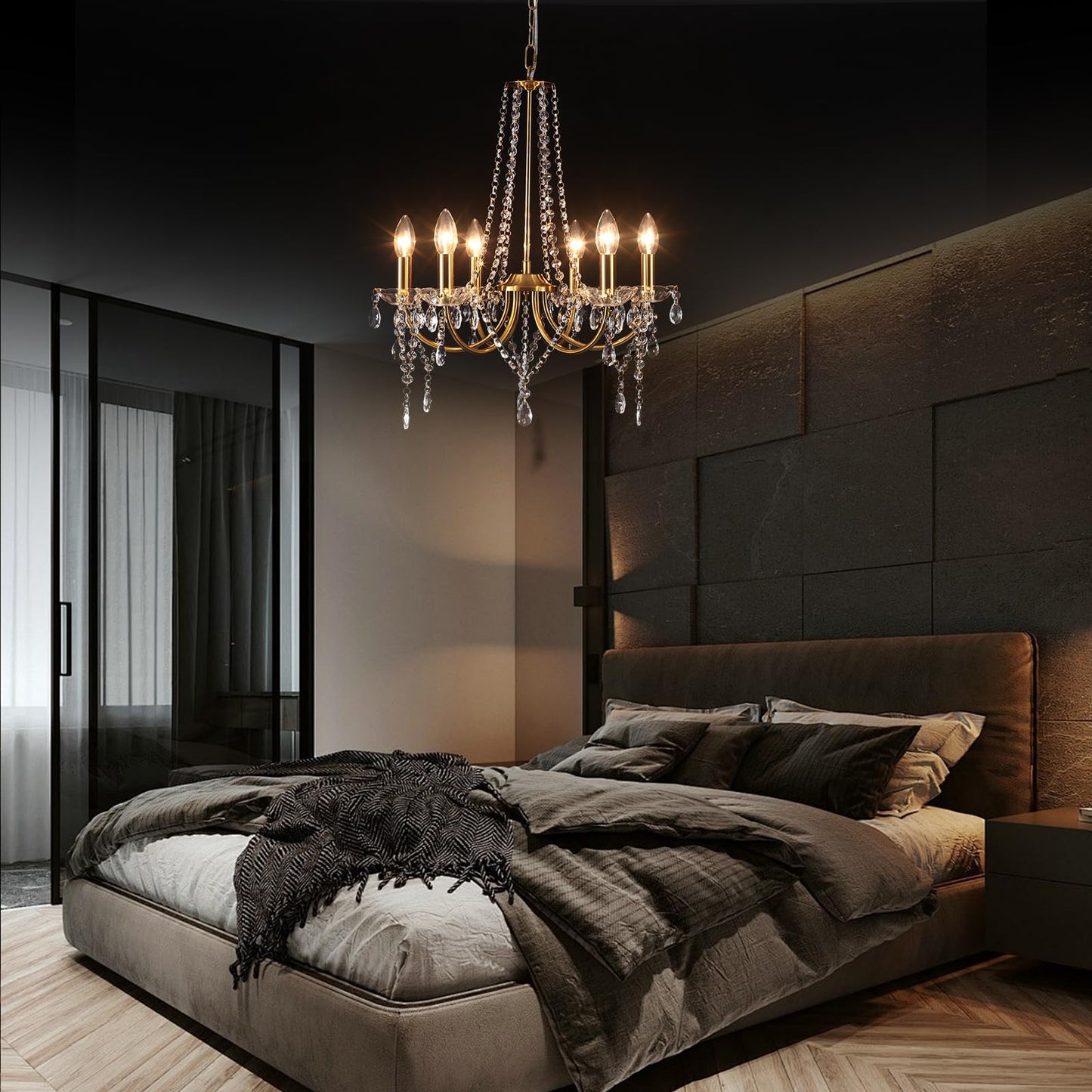 Crystal Gold Chandeliers for Dining Room Modern Ceiling Light Fixture
