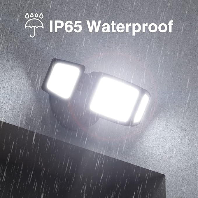 Onforu 70W LED Dusk to Dawn Flood Lights, 7000LM Black Exterior Security Outdoor Lighting,IP65 Waterproof Outdoor 3 Adjustable Heads Photocell Light Fixture,6500K Floodlight for Garage,Patio,Yard