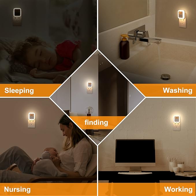YELKO Night Light Plug in,[4Pack] Dimmable Motion Sensor Nightlights with 10Levels Adjustable Brightness[1-200LM], Cool White LED Lights for Bathroom, Stairs,Hallway