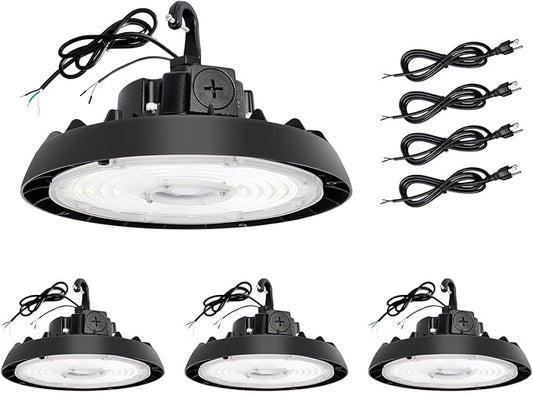 UFO Led High Bay Light, 100/125/150W, Up to 21000LM, 2CCT 4000K/5000K, 0-10V Dimmable High Bay Led Shop Lights for Barn Gym Factory Warehouse,6' Cable Selectable, UL & DLC Listed