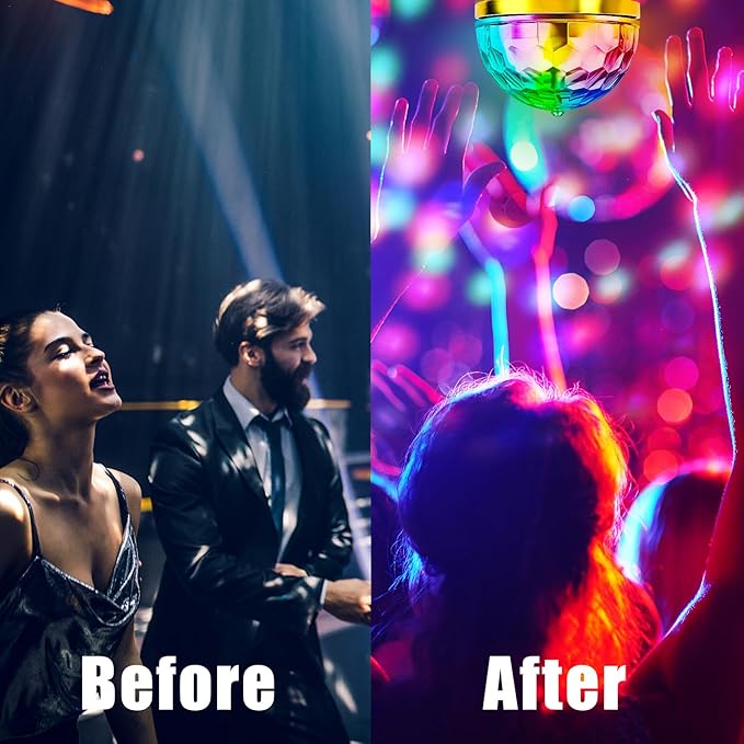 VAIPI 2 Pack Disco Ball Light Disco Ball Diffuser Colorful Rotating Magic Ball Lamp Bulb Rotating Stage Plug in Rotating Stage Lights with E27 Sockets LED DJ Strobe Lights 6W RGB Projector Effect Lamp