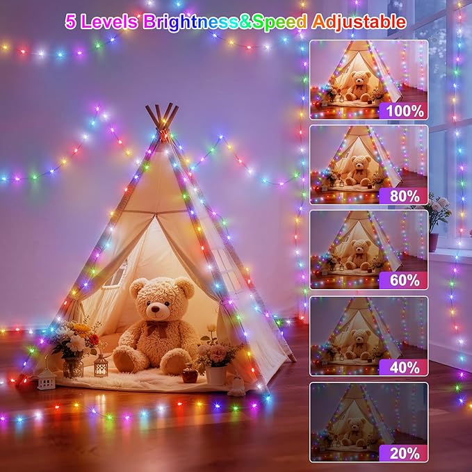 OMIKA 80ft Fairy Lights Plug in with Remote, 24 Colors 196 Modes Color Changing String Lights Dimmable, 240 LED Twinkle Lights with Timer for Outdoor Party Bedroom Indoor Christmas Halloween Decor