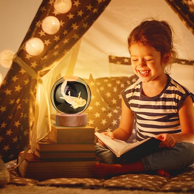 Large 3D Axolotl Crystal Ball Night Light, 16 Color Changing with Remote Control for Bedroom Decor, Ideal Cool Desk Decor Gift for Teens Boys and Girls and Fans, Axolotl