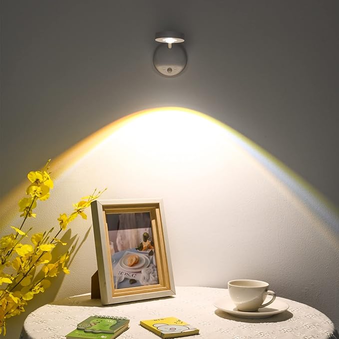 Wireless Picture Light Battery Operated, 2200mAH Rechargeable Painting Light with Motion Sensor and Rotatable Tube, Art Display Light for Picture