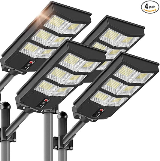 Sunwish Solar Street Lights Outdoor 6500K Solar Lights Outdoor Motion Sensor, Commercial Parking Lot Light Dusk to Dawn with Remote Control, Waterproof IP66 Street Light for Yard(4 Pack)
