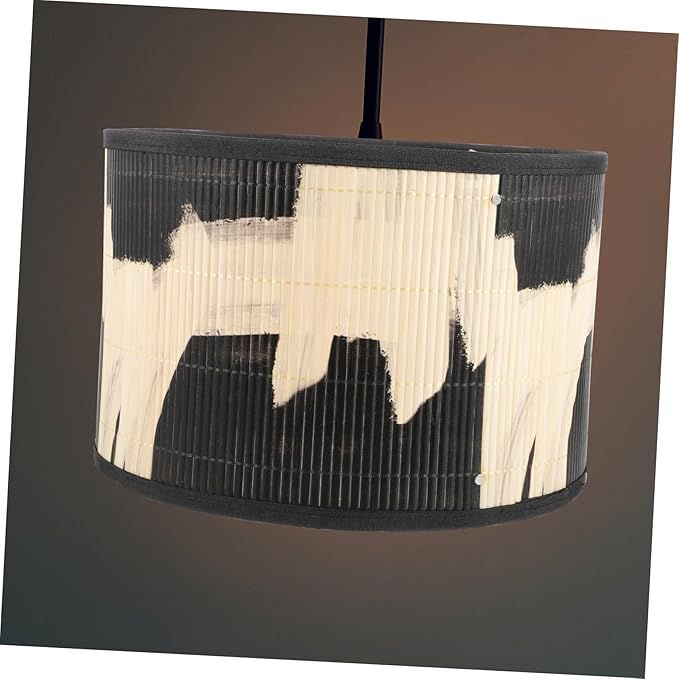 ARTIBETTER Bamboo Lamp Shade Vintage Drum Lampshade Chandelier Lamp Covers Replacement Light Accessory for Pendant Floor Light Home Lighting Accessories