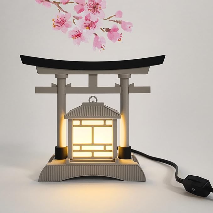 Japanese Torii Gate Lantern - Exquisite Japanese Decor for Home and Room | Unique Desk Lamp and Table Lamp Design | Mini Japanese Lantern Transforms Any Space (Ivory White)