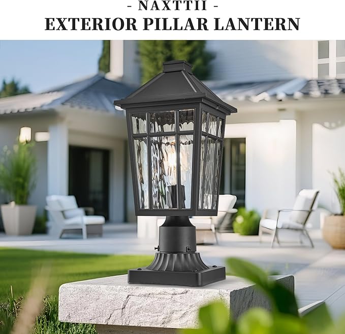 Outdoor Post Light Fixtures Black Outdoor Pole Light Waterproof Aluminum Pillar Lights Outdoor for Garden Patio Pathway