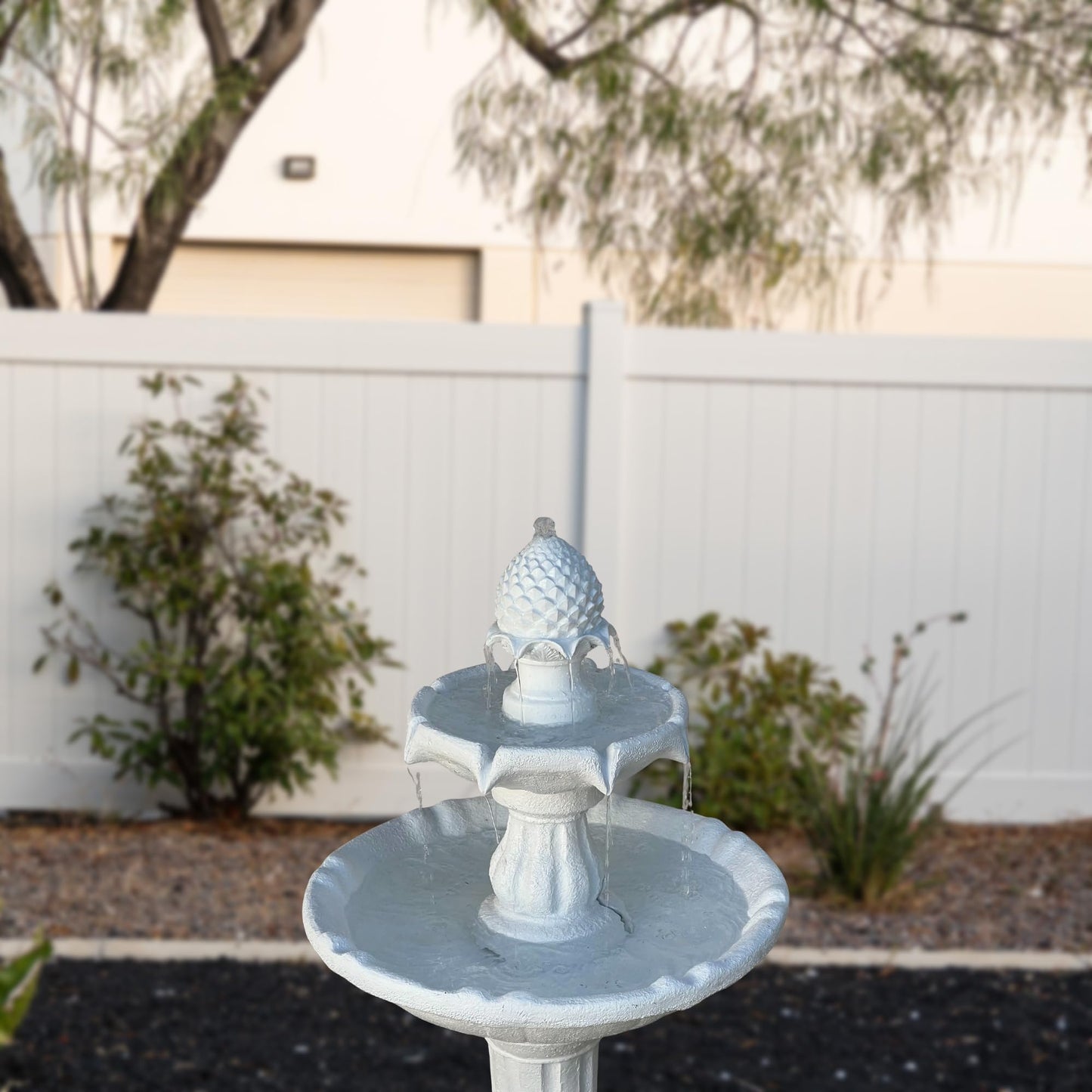 44" 2 Tier Solar Outdoor Water Fountain