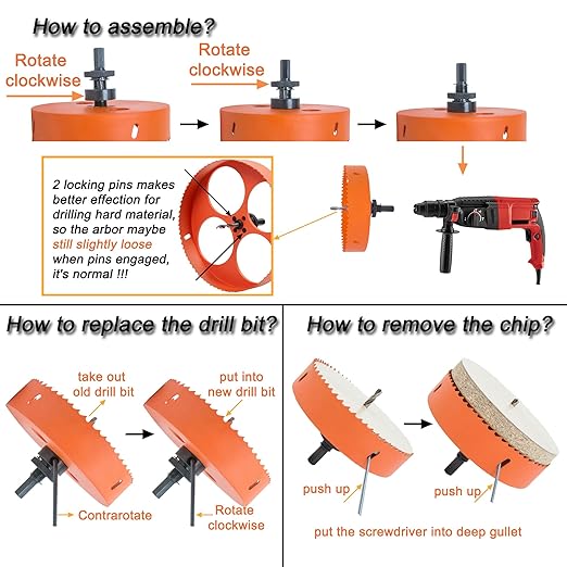 8.25 Hole Saw for Recessed Lights, 8-1/4 Inch Hole Cutter with Dust Bowl Catcher for Led Recessed Lighting 8 Inch and Wood Metal Drywall, Bi-Metal Construction, Orange