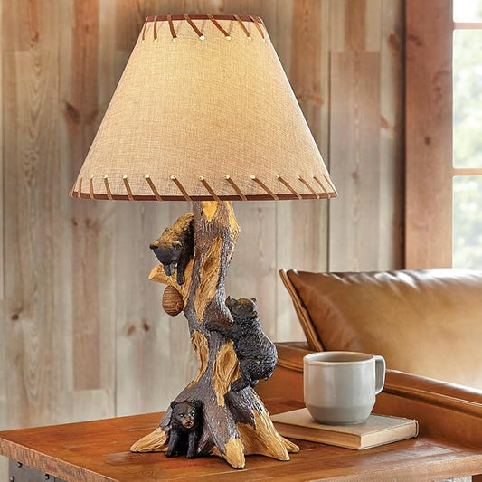BLACK FOREST DECOR - Life is Sweet Bear Accent Lamp for Cabin, Living Room, Nightstand, Desk - Vintage Rustic Home Décor - 23" x 14"