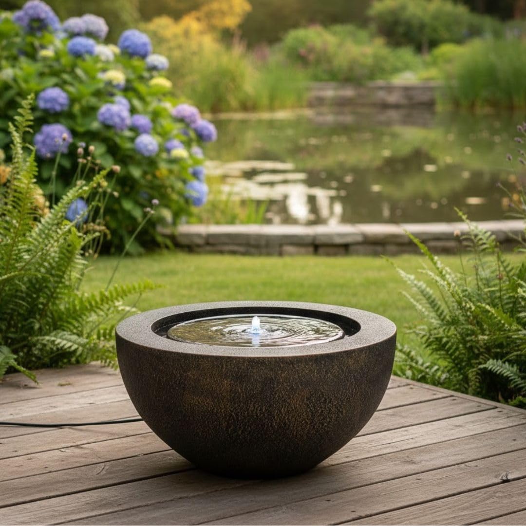 20" Round Sphere Water Fountain with LED Light