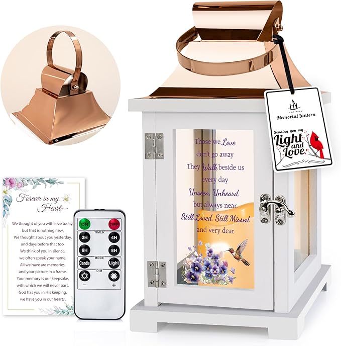 Memorial Lantern with Remote, Hummingbird Bereavement Sympathy Gifts for Loss of Loved One Memorial Gifts for Loss of Mother Loss of Father Remembrance Gifts Thoughtful Funeral Gifts