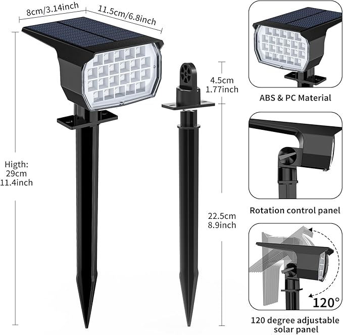 Solar Spot Lights Outdoor Color Changing, [7 Mode/6 Pack] Christmas Landscape Spotlights, Solar Lights Outdoor Waterproof, Solar Led Powered Flood Light for Outside Pathway Yard Garden Walkway - Aura Lighting