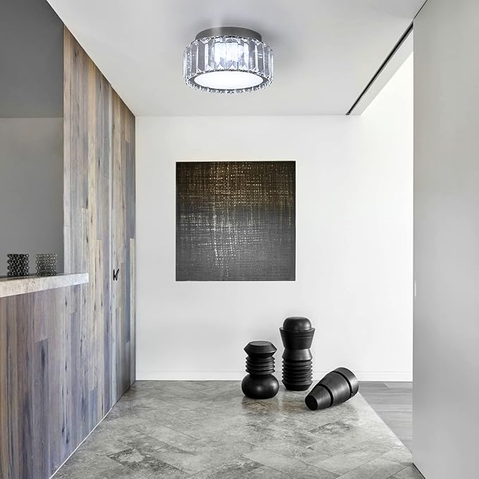 Modern Crystal LED Ceiling Light, Semi Flush Mount Lighting Ceiling Fixture, Ceiling Chandelier Lamp for Living Room, Dining Room, Bedroom, Kitchen, Entryway, Hallway