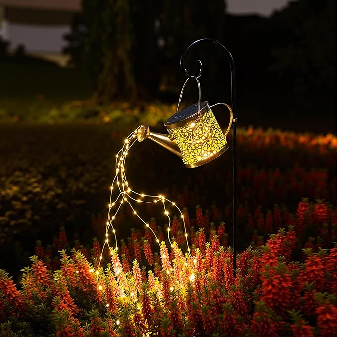 X-PREK Solar Garden Lights Outdoor Lanterns Decoration, Metal Solar Watering Can Lights Outdoor Waterproof, Small Patio Light Yard Lawn Pathway Decor Lamps, Gardening Gifts for Women Mom Grandma