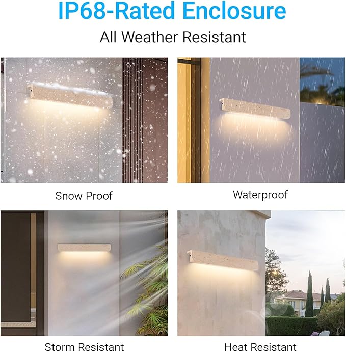 Outdoor/Indoor Yellow Travertine Wall Sconces, Nordic Style Natural Stone LED Wall Lamp, IP65 Waterproof Exterior Lighting Fixtures, Wabi-Sabi Art Decor Wall Light for Patio Garage(52cm)
