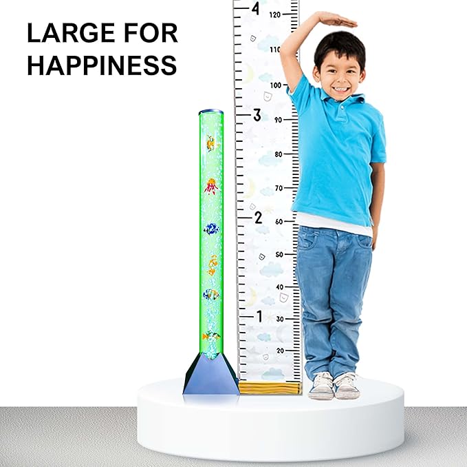 Brewish Sensory Bubble Floor Lamp | 7 Color Changing LED Mood Night Light | Sensory Lights for Autistic | Fake Aquarium Water Tube Lamps | Gift for Kids, Men & Women | Blue Base - 3 Feet Tall