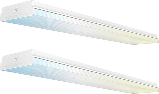 Sunco Garage Lighting, LED Shop Lights for Workshop 4ft, 8 Inch Width Warehouse Industrial Prisma Wraparound, 7200 LM, 60W, Selectable CCT 4000K/5000K/6000K, 120V-277V, Non-Dimmable ETL 2 Pack. - Aura Lighting
