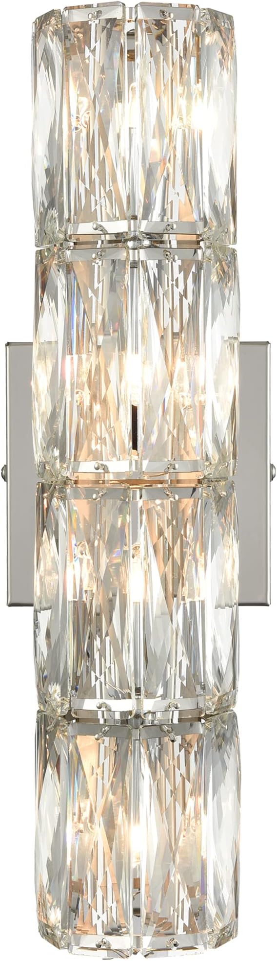 SAMTEEN Chrome Crystal Wall Sconce Modern 4-Light Crystal Sconces Wall Lighting Tube Shape Glass Wall Light Fixture for Bedroom Living Room Hallway Kitchen Bathroom Vanity Light - Aura Lighting