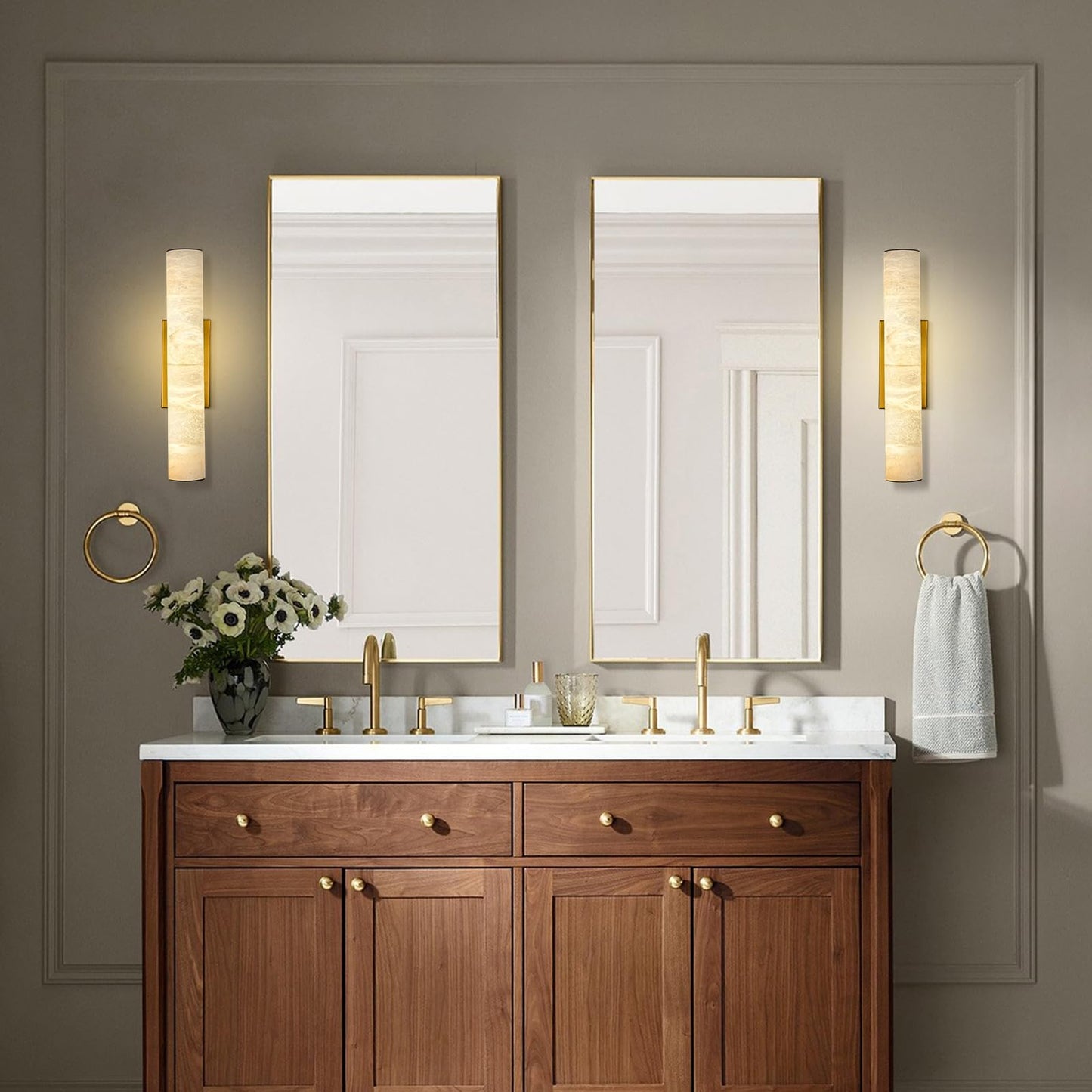 Gold Alabaster Wall Sconces Set of 2