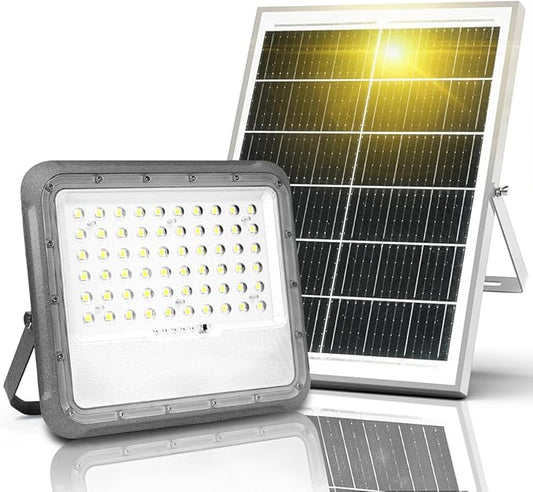 Solar Lights Outdoor Waterproof - Security Lights for Outside with Remote Control,Ultra Bright High Lumens, Aluminum Solar Powered Flood Lights Dusk to Dawn for Patio, Yard (15000MAH)